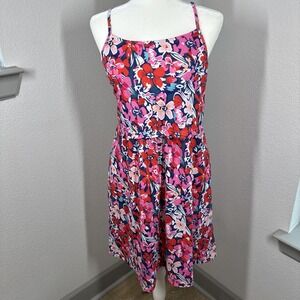 Quinee Tropical Floral Tiered Jersey Mini Dress XL‎ Vacation Beach Resort